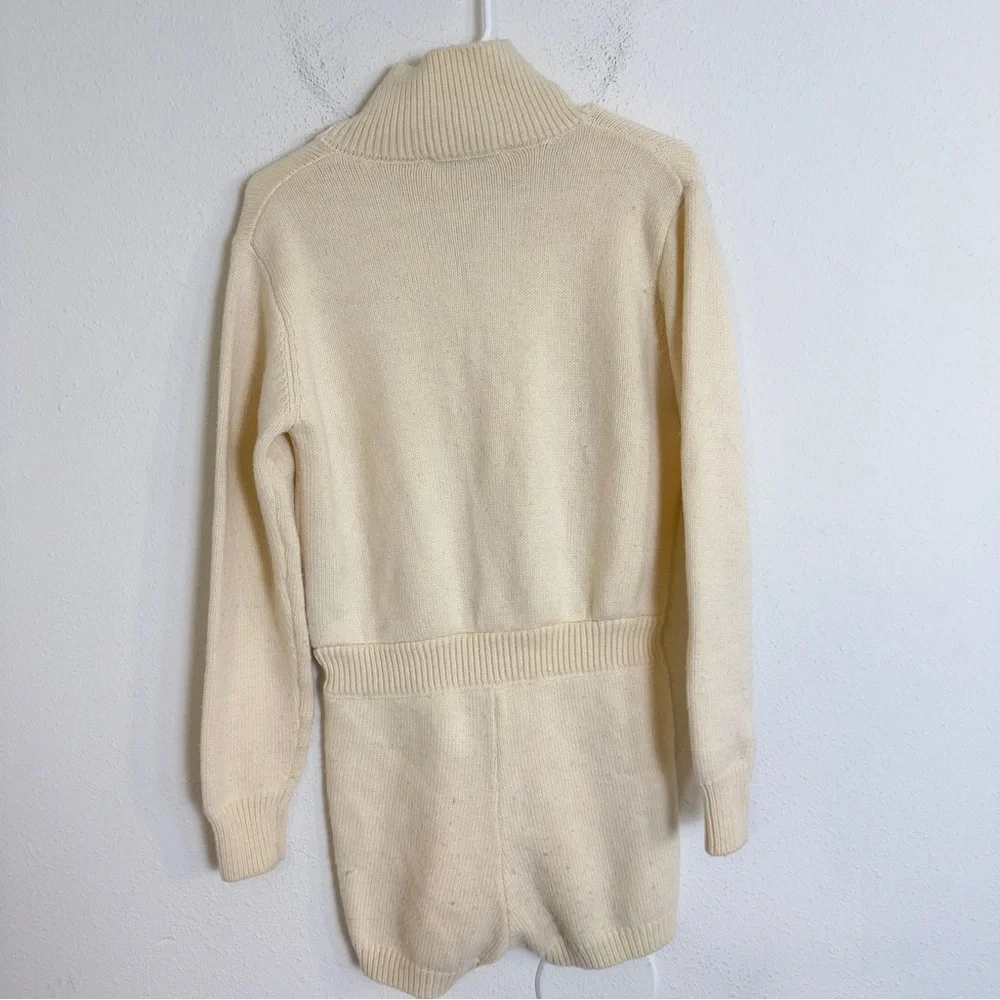 Zara Off-White Knit button front Long Sleeve Romper - Picture 5 of 6